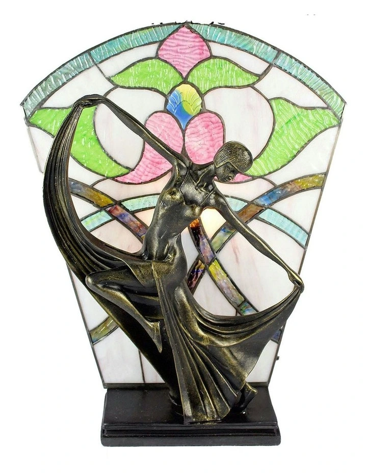 Leadlight Art Deco Table Lamp Floral image 1