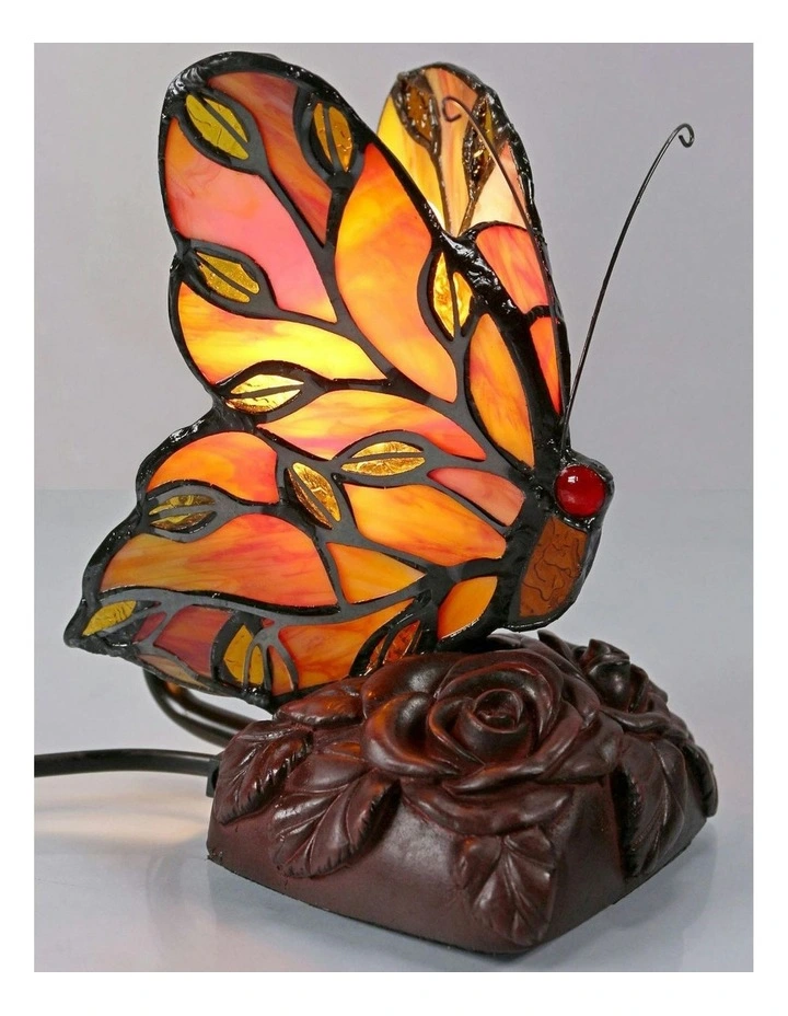 Butterfly Tiffany Table Lamp - Red image 4