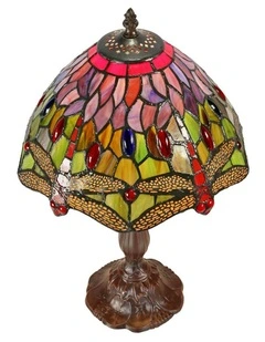 Dragonfly Tiffany Table Lamp - Red
