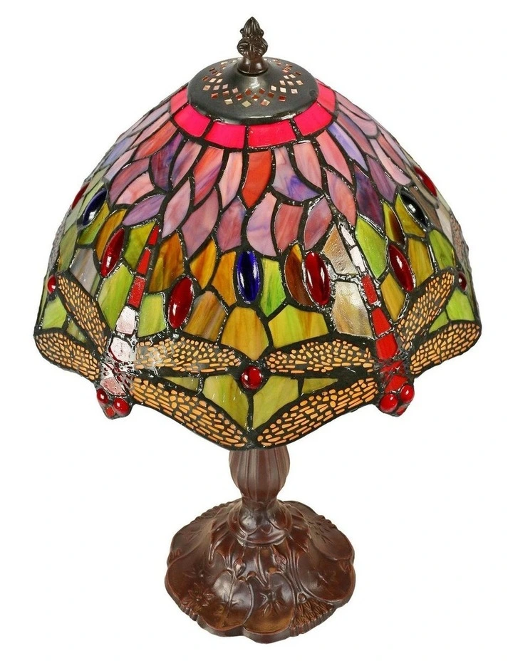 Dragonfly Tiffany Table Lamp - Red image 1