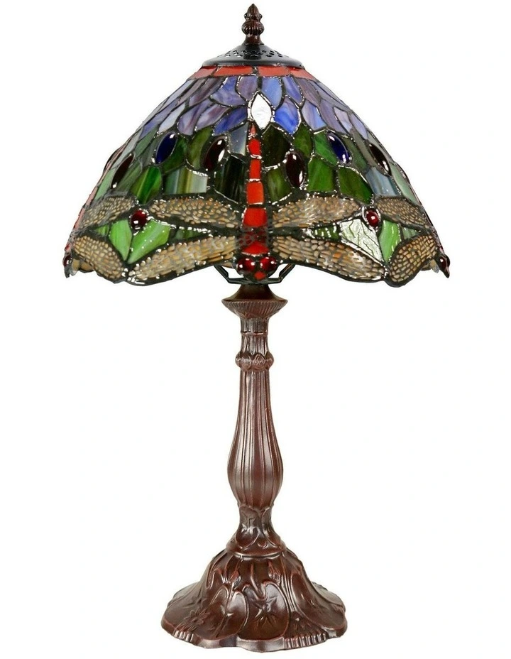 Dragonfly Tiffany Table Lamp - Red image 2