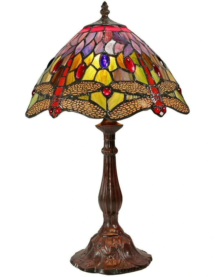 Dragonfly Tiffany Table Lamp - Red image 3