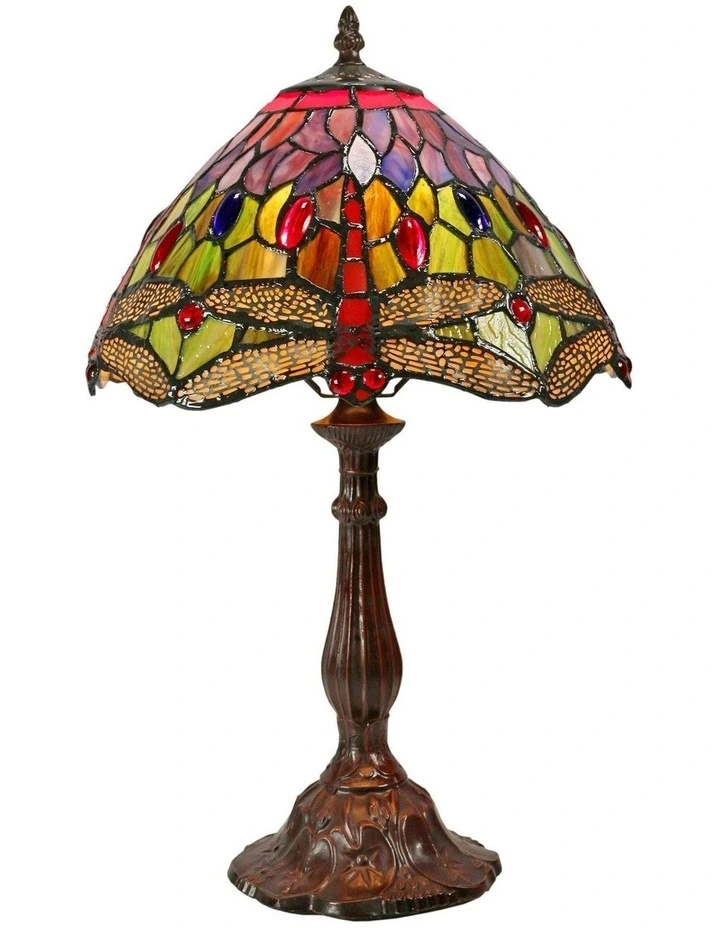 Dragonfly Tiffany Table Lamp - Red image 6