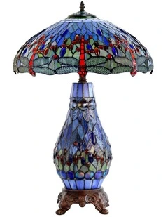Dragonia Tiffany Table Lamp - Blue