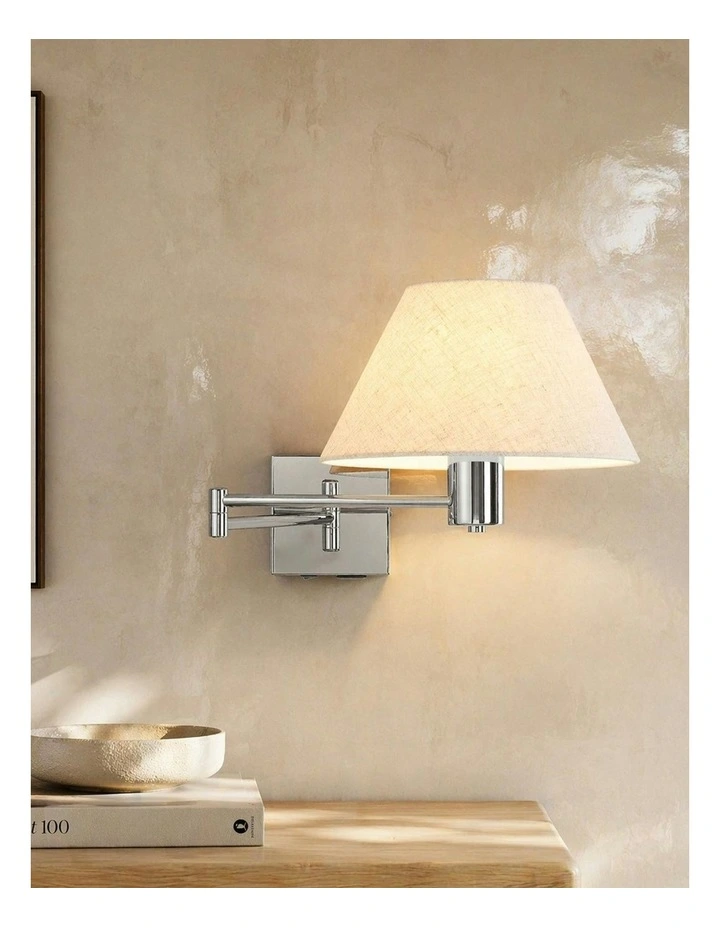 Elspet Swing Arm Wall Lamp With Charging Ports Chrome image 5