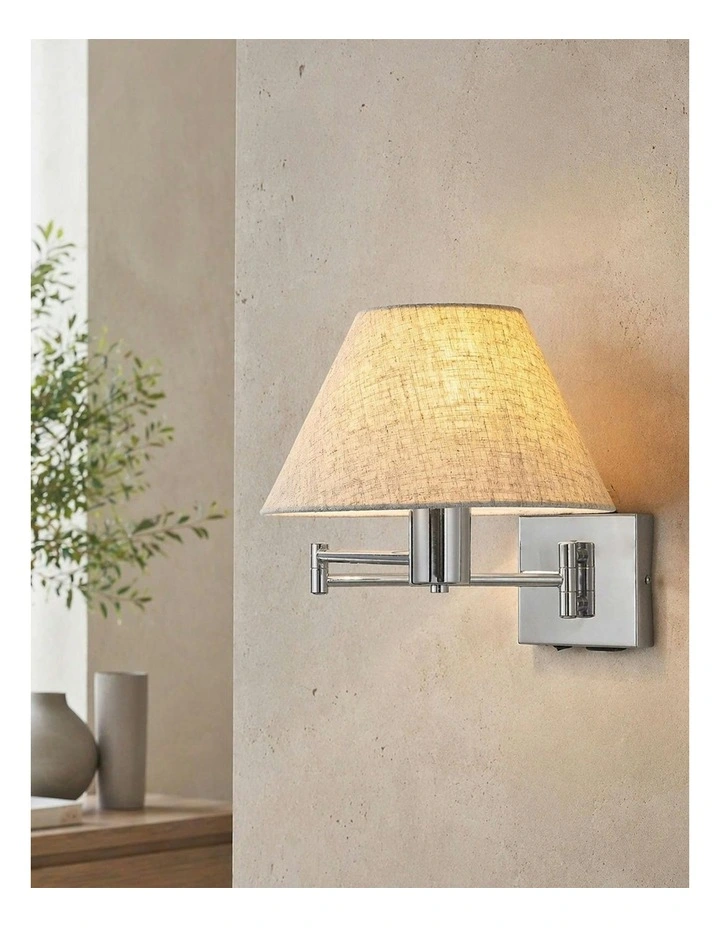 Elspet Swing Arm Wall Lamp With Charging Ports Chrome image 6