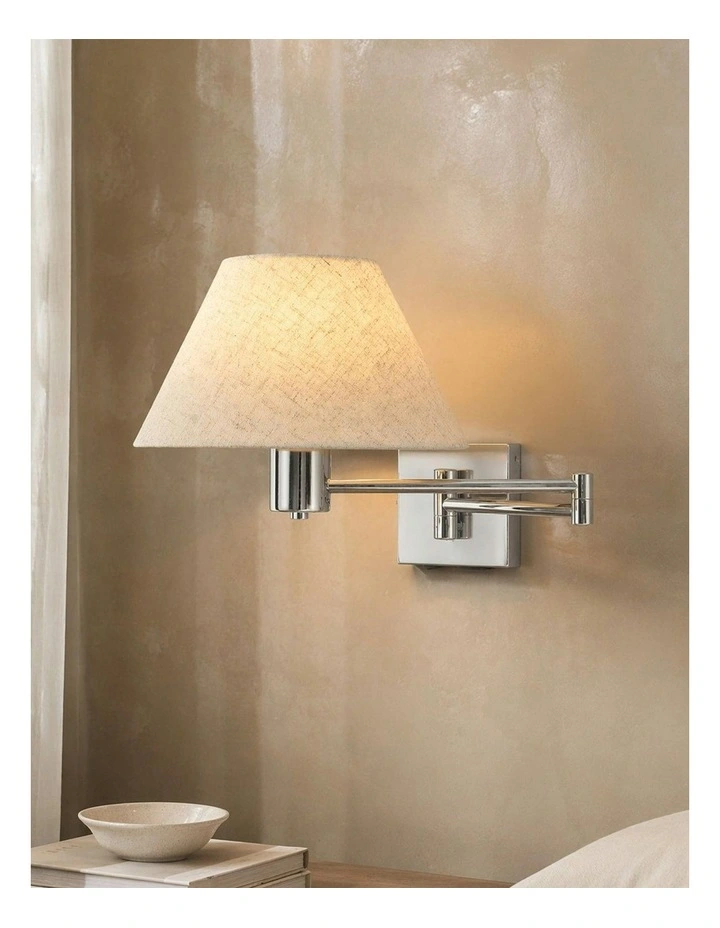 Elspet Swing Arm Wall Lamp With Charging Ports Chrome image 7