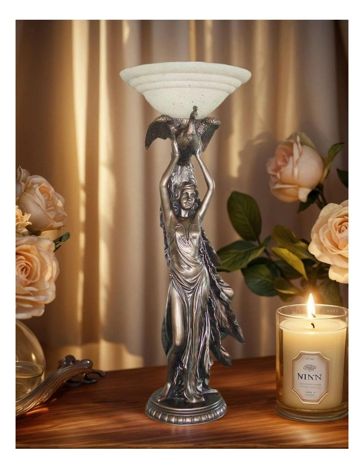 Lady with Bird Art Deco Table Lamp image 2