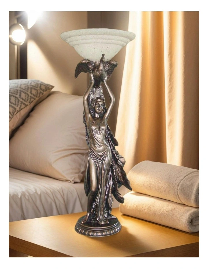 Lady with Bird Art Deco Table Lamp image 3
