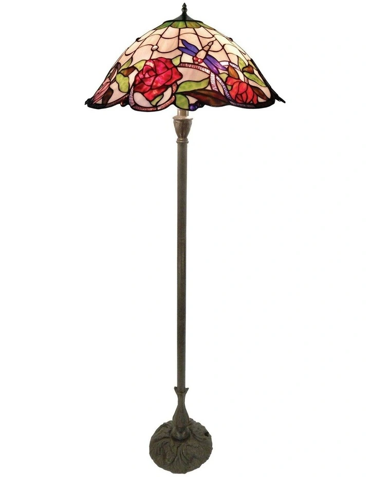 Rose and Dragonfly Tiffany Floor Lamp image 1