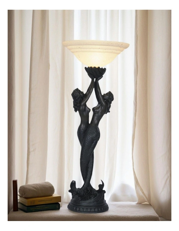 Twin Mermaid Art Deco Table Lamp image 2
