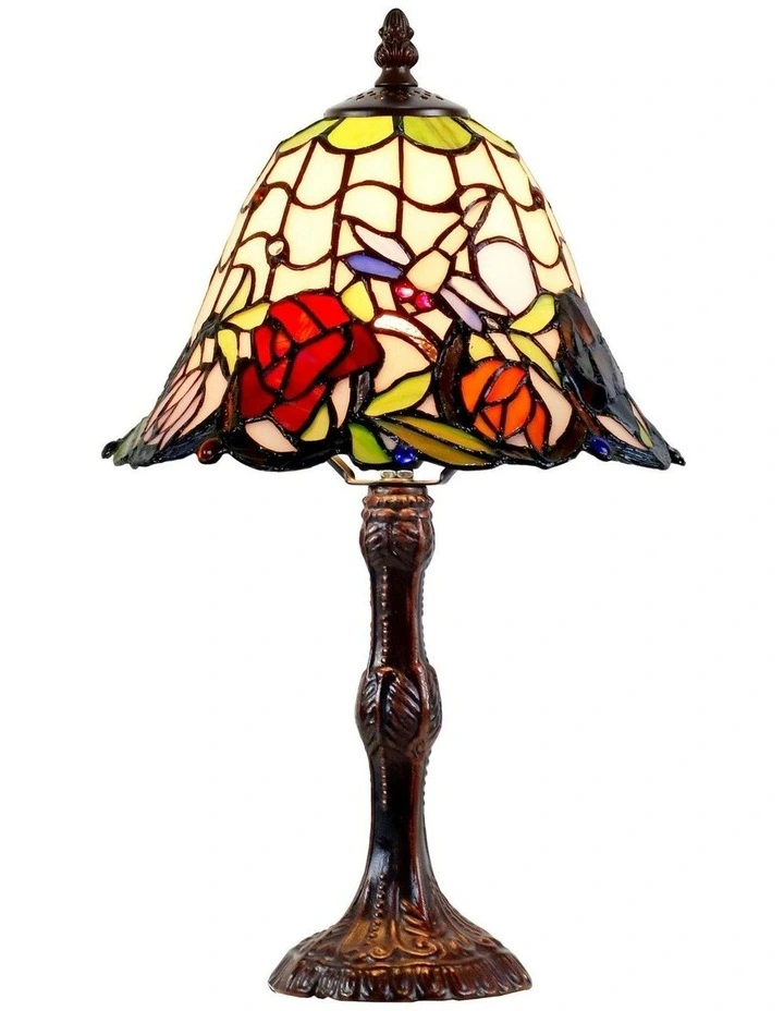 Rose and Dragonfly Tiffany Table Lamp image 3