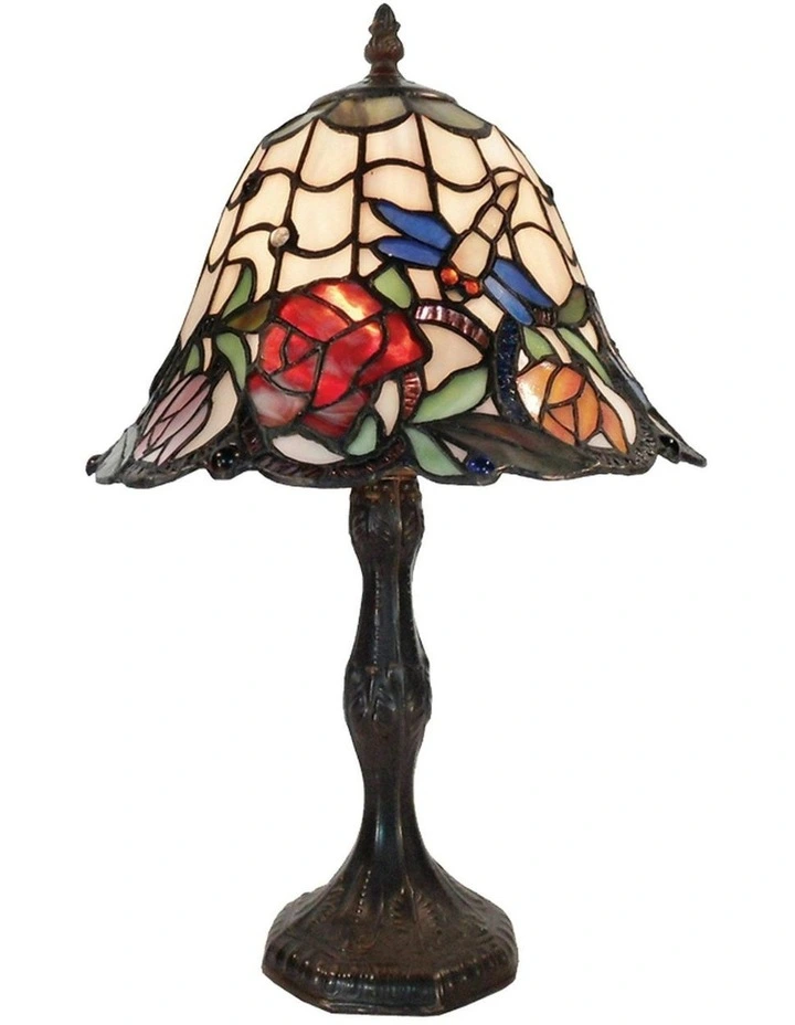 Rose and Dragonfly Tiffany Table Lamp image 4