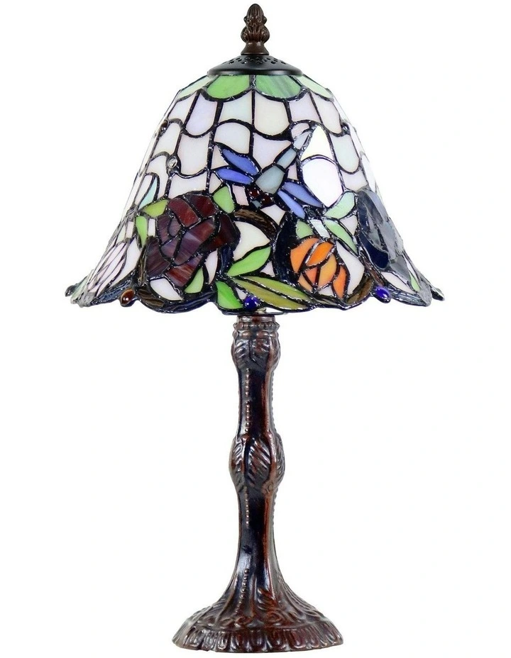 Rose and Dragonfly Tiffany Table Lamp image 6