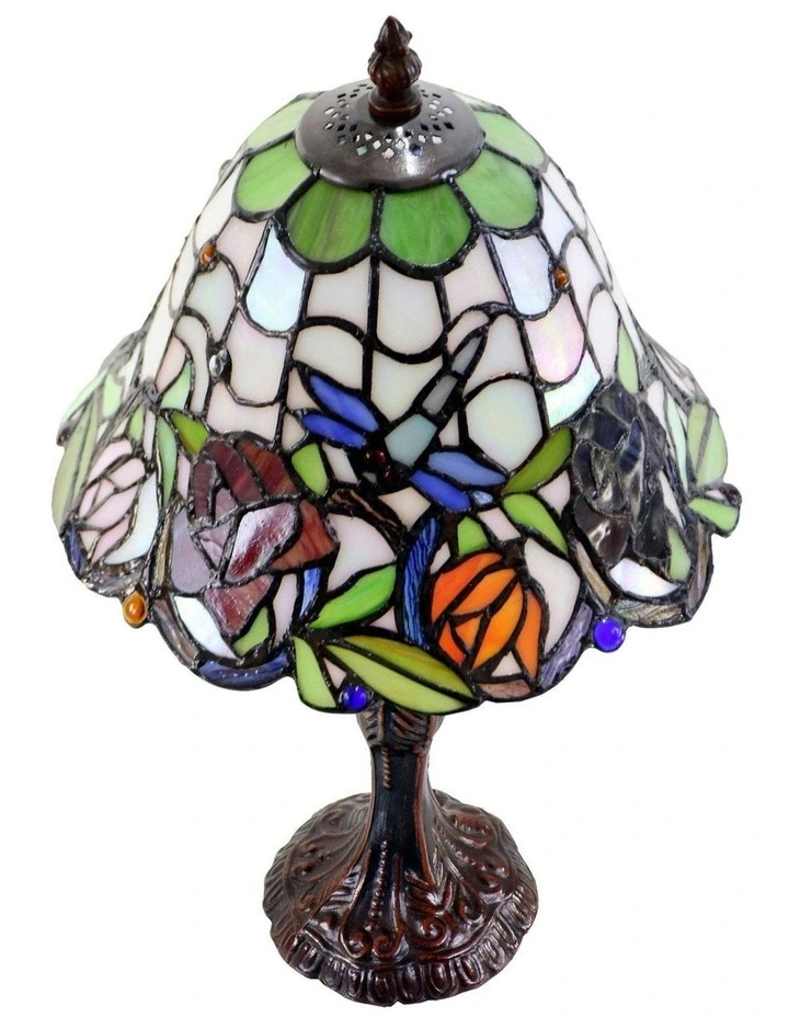 Rose and Dragonfly Tiffany Table Lamp image 7