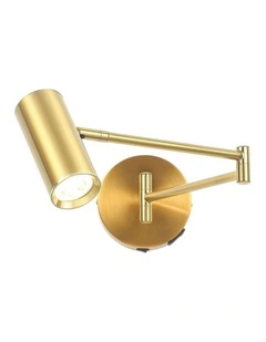 Beatrice Swing Arm Wall Lamp With Charging Ports Brass