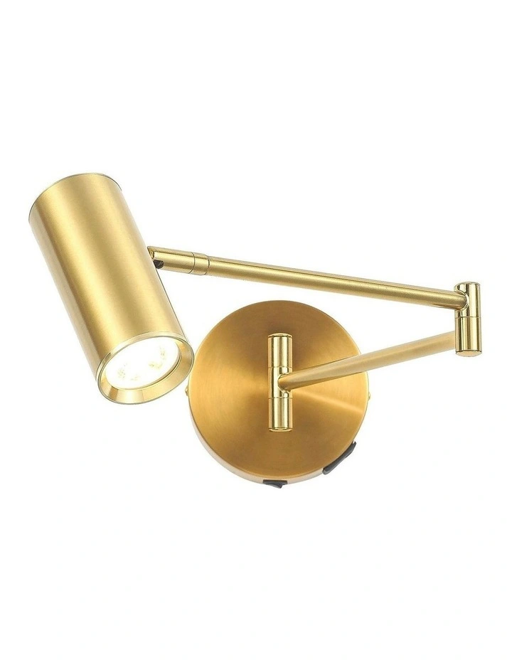 Beatrice Swing Arm Wall Lamp With Charging Ports Brass image 1