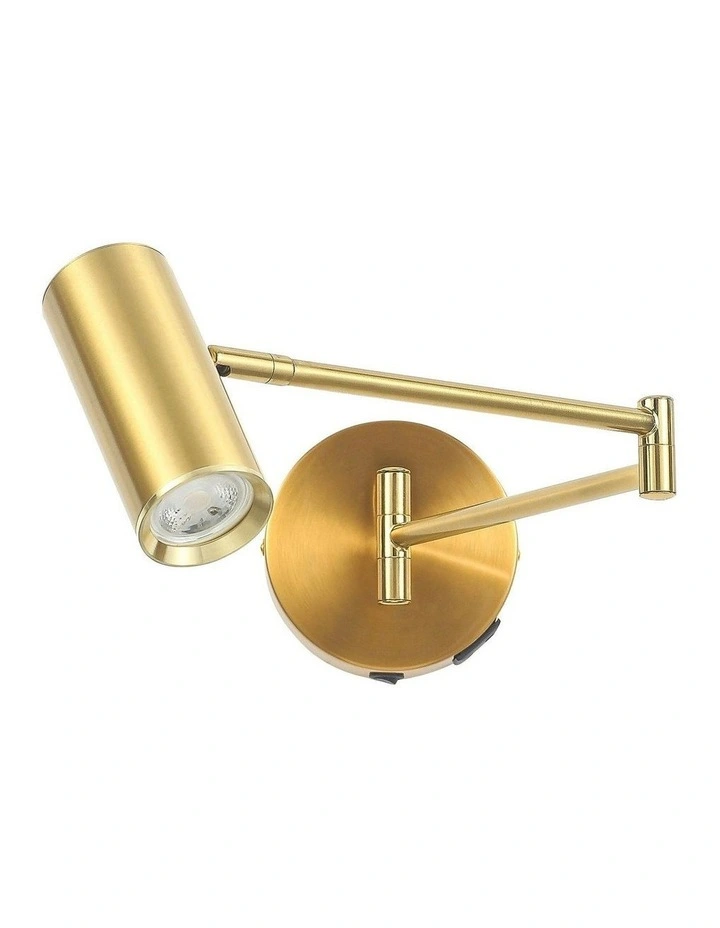 Beatrice Swing Arm Wall Lamp With Charging Ports Brass image 2