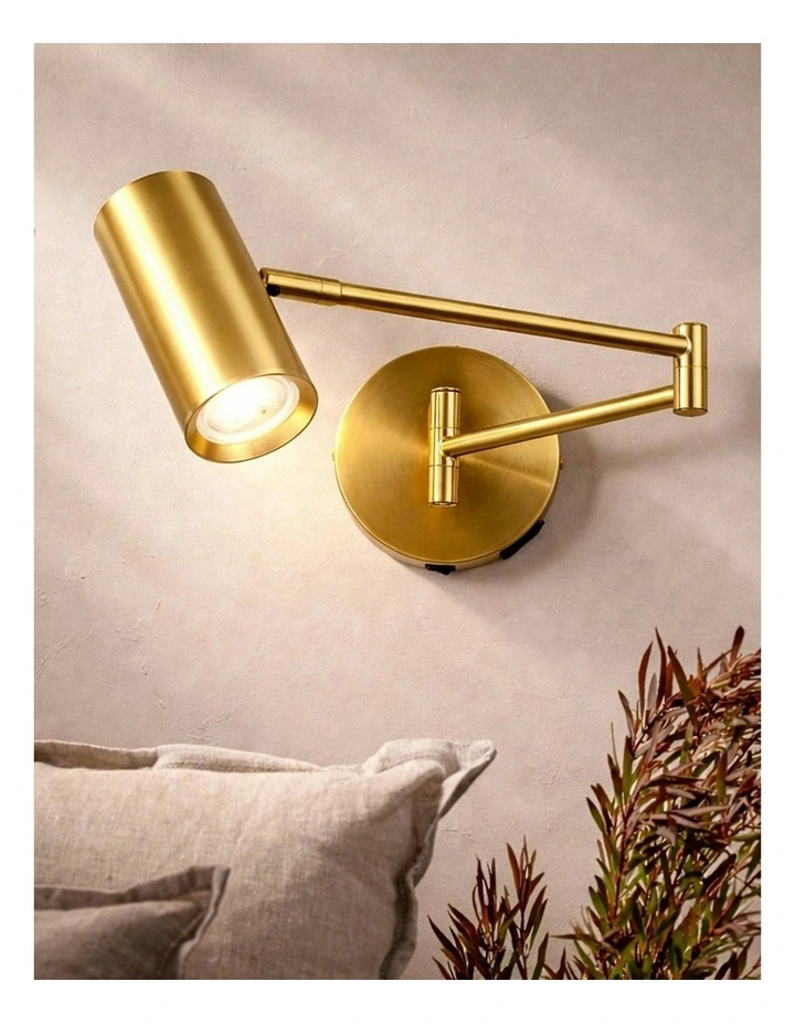 Beatrice Swing Arm Wall Lamp With Charging Ports Brass image 7