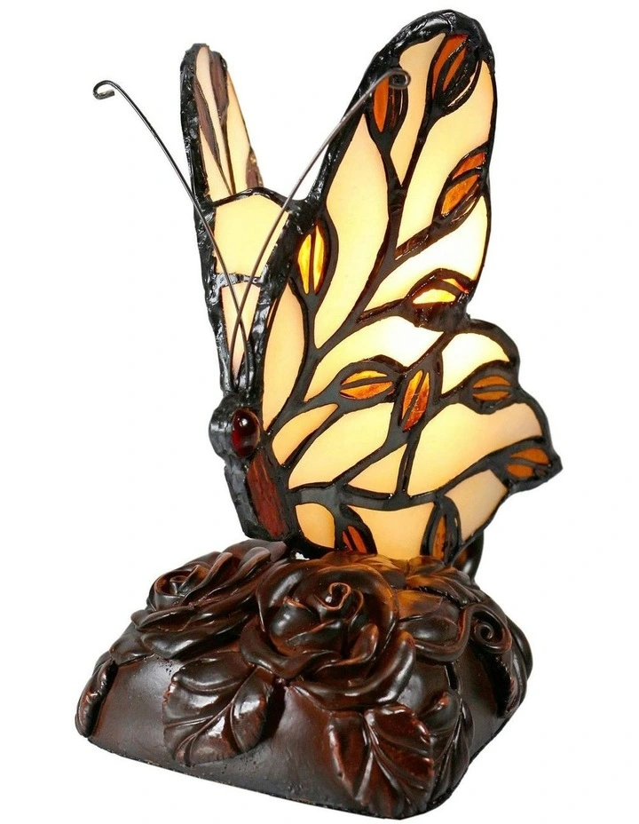 Butterfly Tiffany Table Lamp - Beige image 1