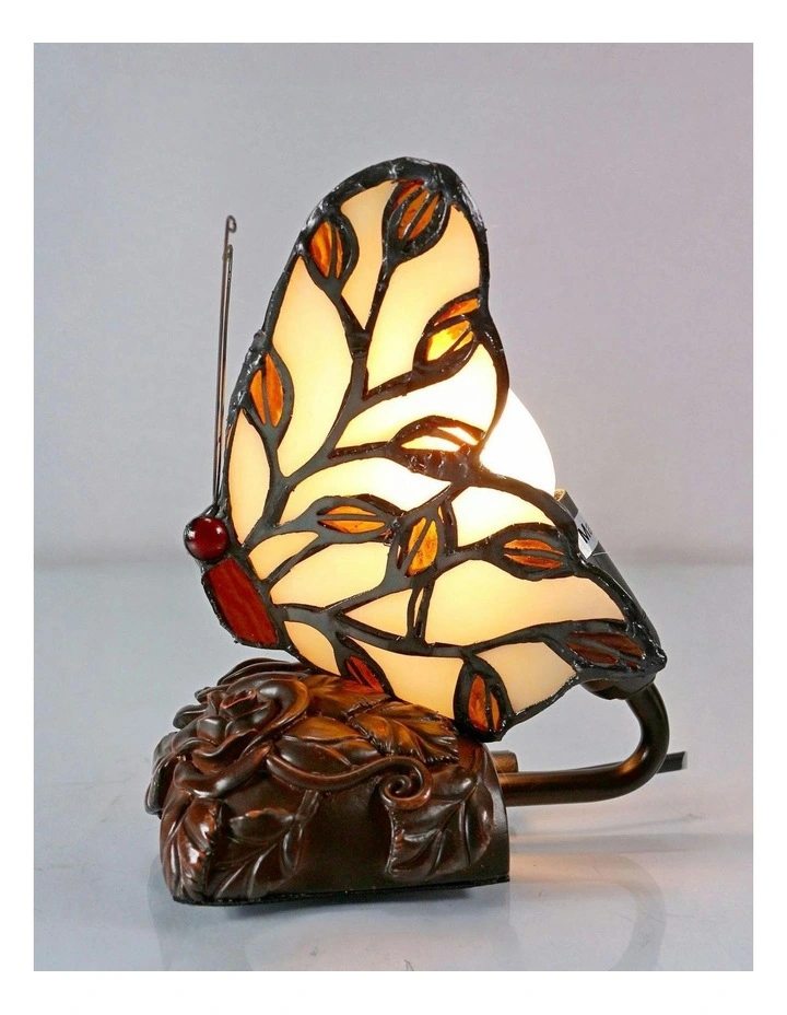 Butterfly Tiffany Table Lamp - Beige image 3