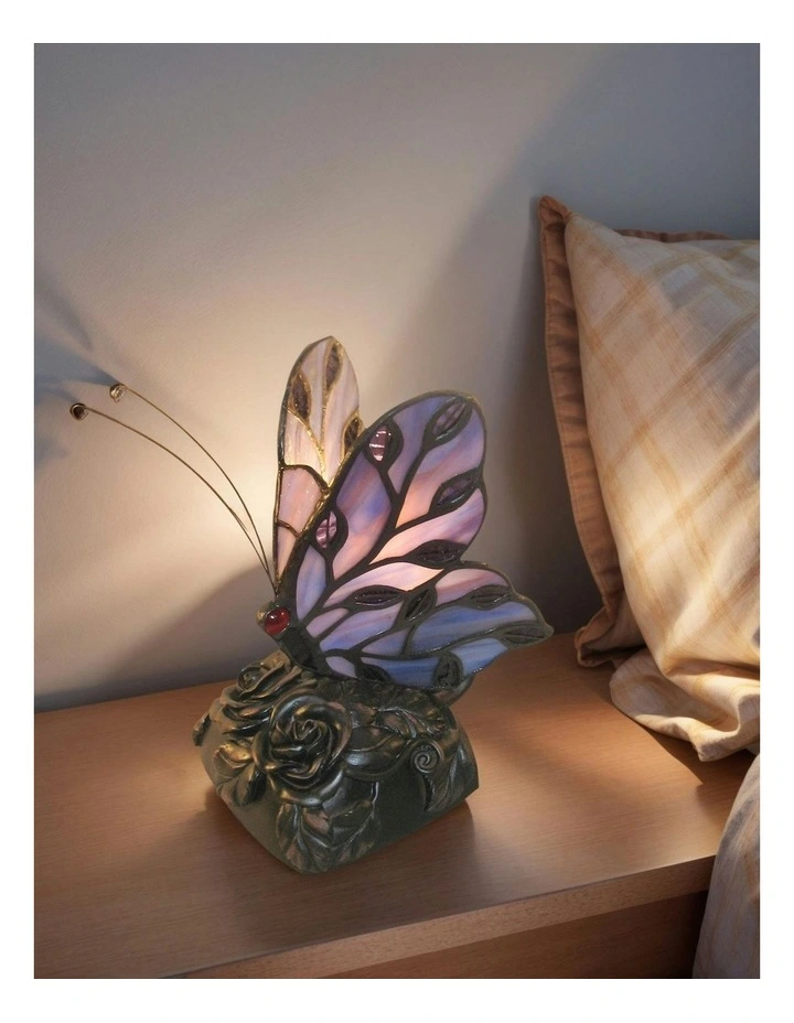 Butterfly Tiffany Table Lamp - Blue image 2
