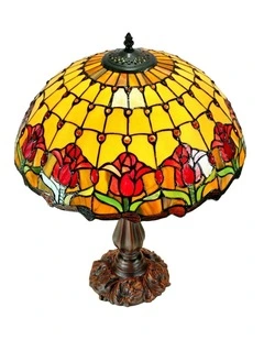 Red Tulip Tiffany Large Table Lamp