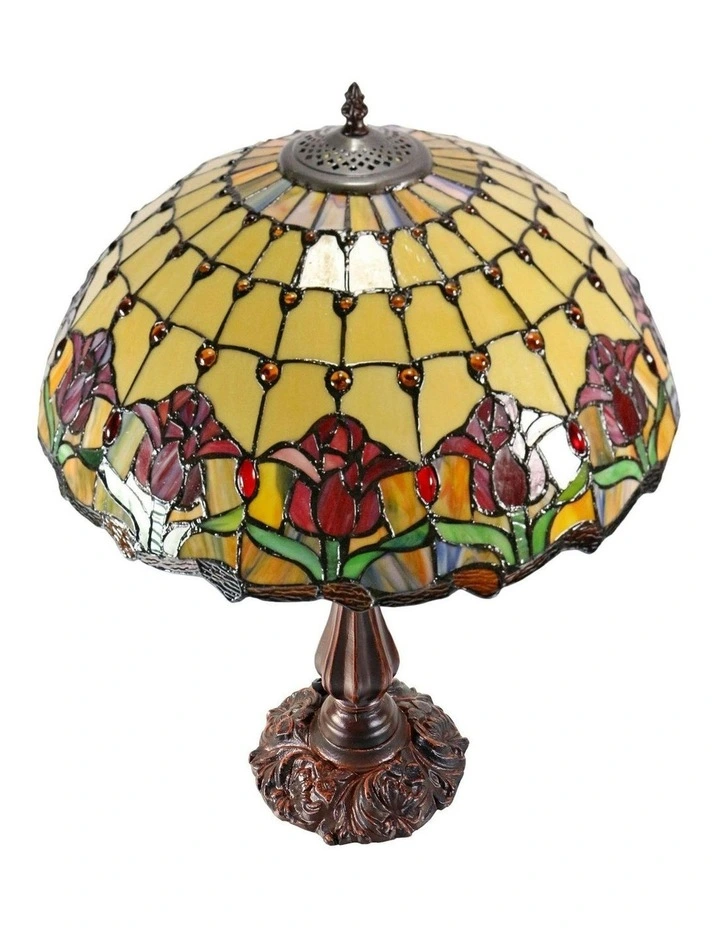 Red Tulip Tiffany Large Table Lamp image 2