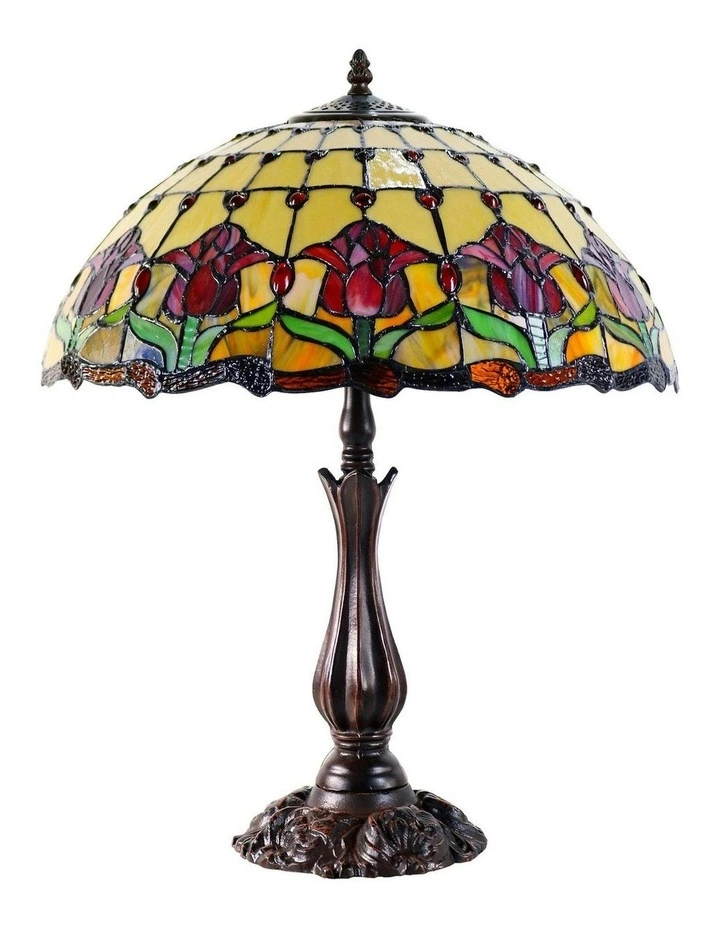 Red Tulip Tiffany Large Table Lamp image 6