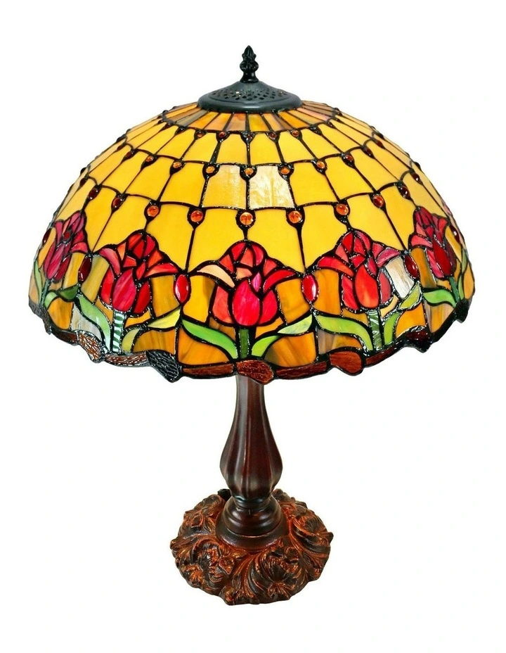 Red Tulip Tiffany Large Table Lamp image 7
