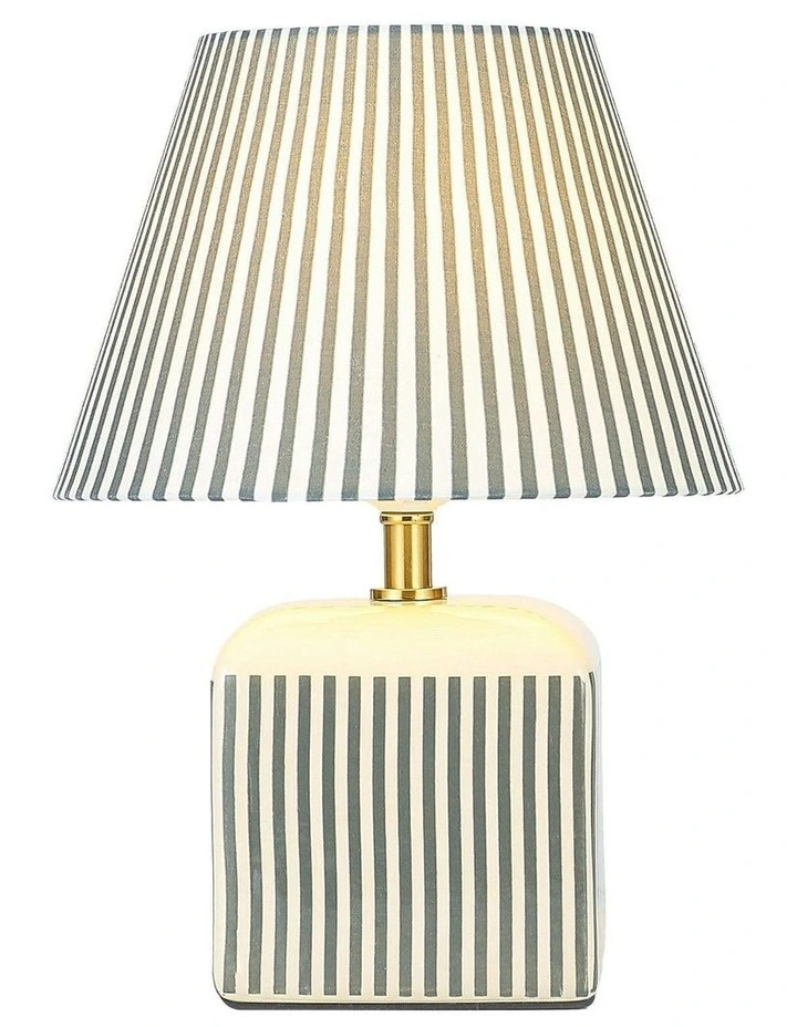 Amaris Ceramic Striped Table Lamp Green image 1
