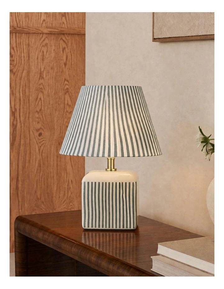 Amaris Ceramic Striped Table Lamp Green image 7