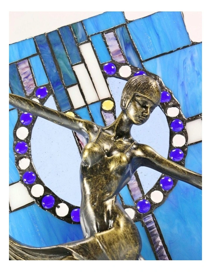 Leadlight Art Deco Table Lamp Blue image 3