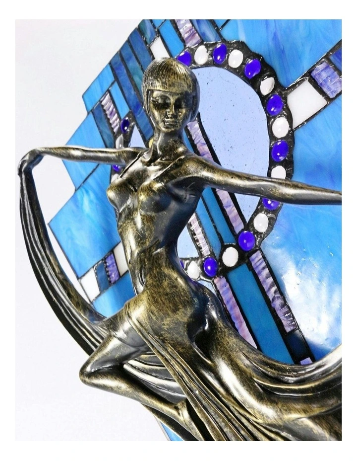 Leadlight Art Deco Table Lamp Blue image 4