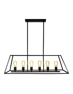 Southport.100 6-Light 100cm Urban Retro Pendant Light Black