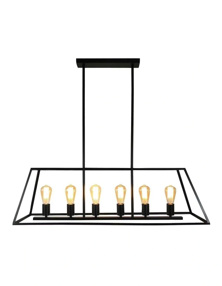 Southport.100 6-Light 100cm Urban Retro Pendant Light Black image 1