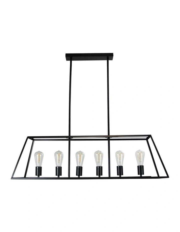 Southport.100 6-Light 100cm Urban Retro Pendant Light Black image 4