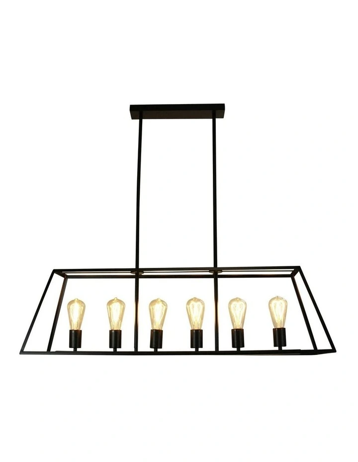 Southport.100 6-Light 100cm Urban Retro Pendant Light Black image 5