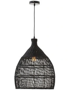 Shanen Rattan Pendant Light -Black