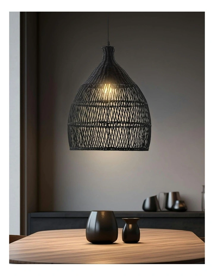 Shanen Rattan Pendant Light -Black image 2