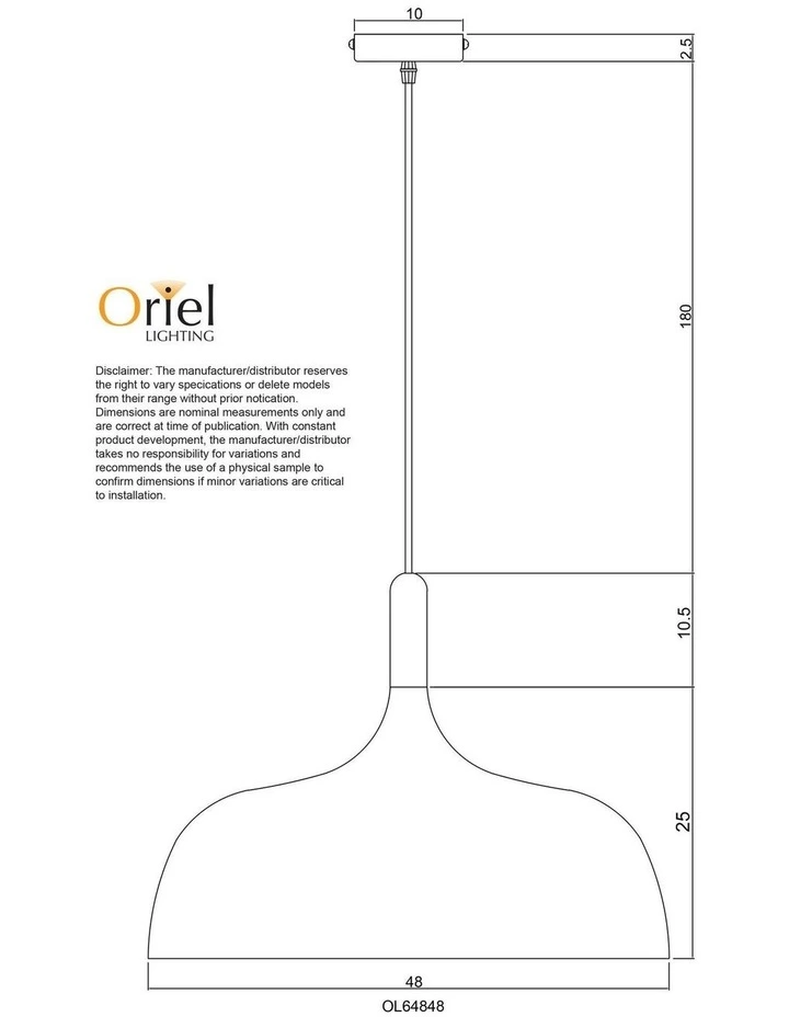 Malt 48cm Scandustrial Designed Pendant White image 3