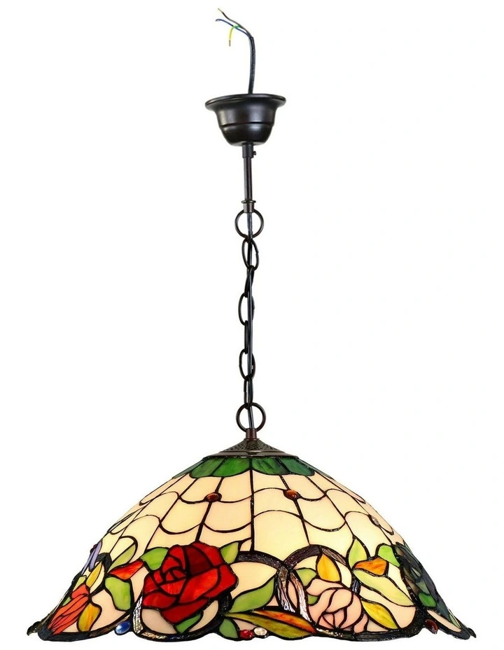 Rose & Dragonfly Tiffany Pendant image 1