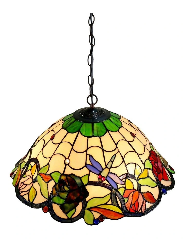 Rose & Dragonfly Tiffany Pendant image 7