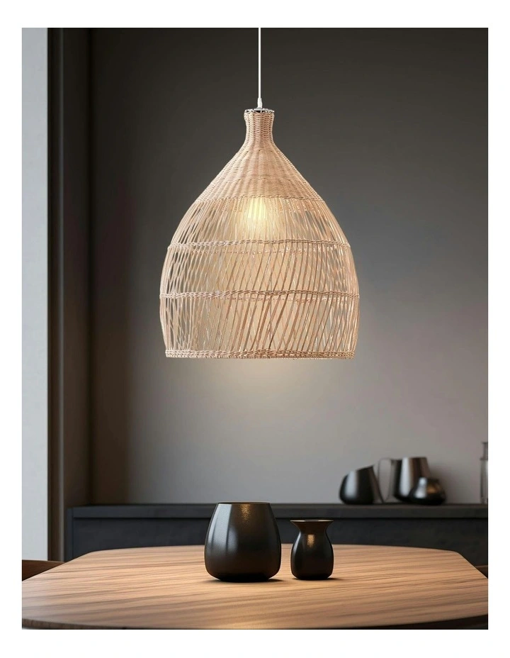 Shanen Rattan Pendant Light -White image 5