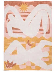 MISS AMARA  MENAKA PINK AND RUST ABSTRACT RUG
