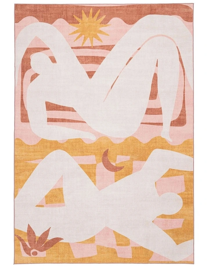 MISS AMARA MENAKA PINK AND RUST ABSTRACT RUG image 1
