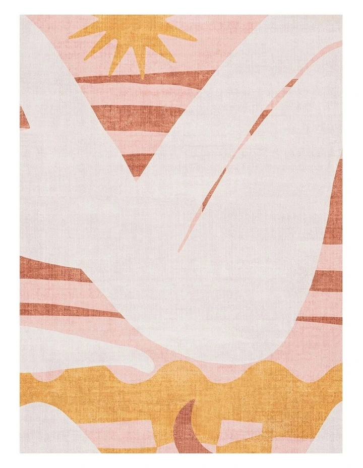 MISS AMARA MENAKA PINK AND RUST ABSTRACT RUG image 5