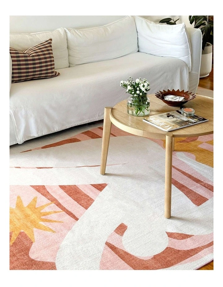 MISS AMARA MENAKA PINK AND RUST ABSTRACT RUG image 6