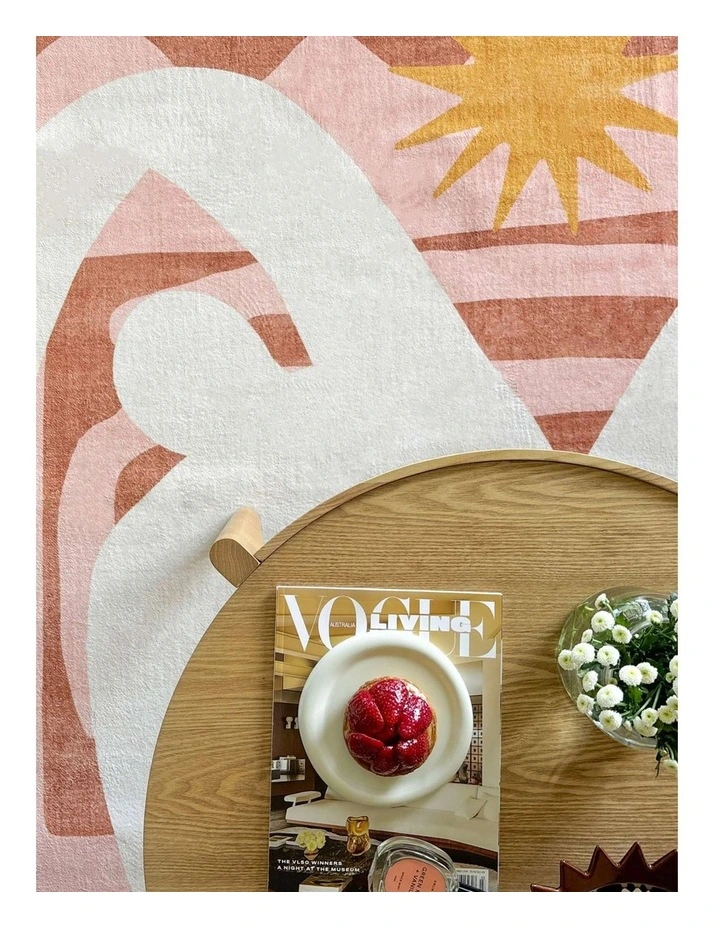 MISS AMARA MENAKA PINK AND RUST ABSTRACT RUG image 7