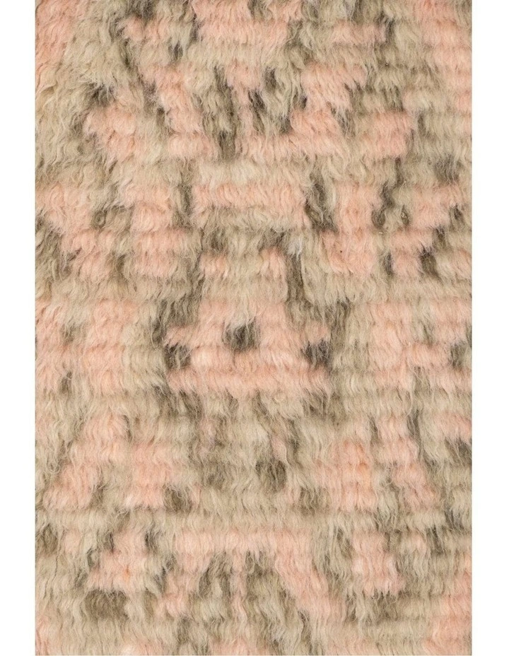 MISS AMARA  MONIKA PEACH AND GREEN ABSTRACT DIAMOND WOOL RUNNER RUG image 4